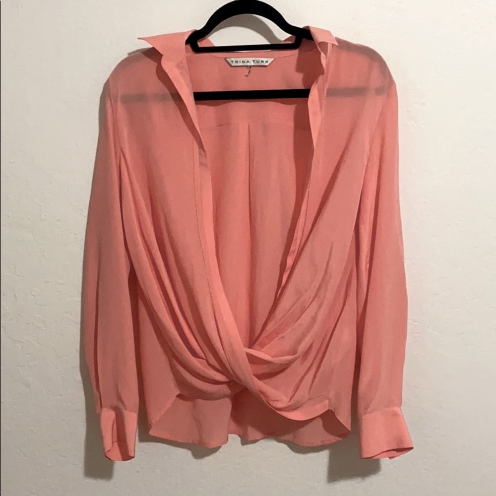 Delicate pink Trina Turk collared blouse